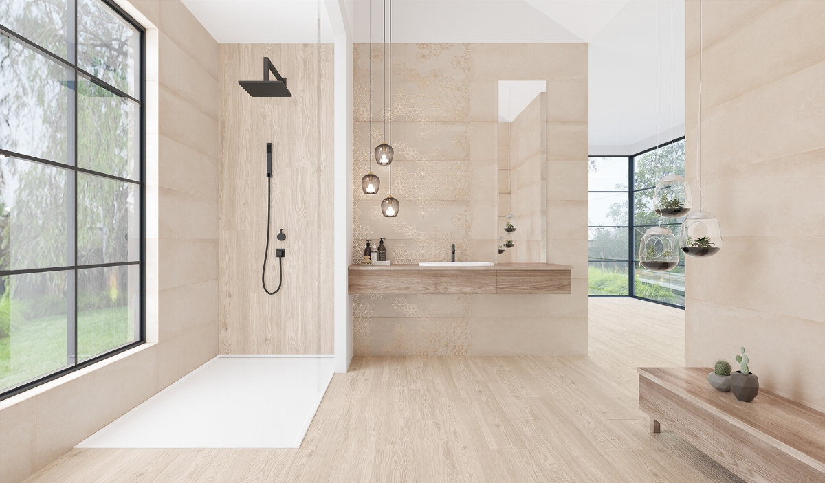 Salle de bain nordique Cromat-One Taupe 25x75