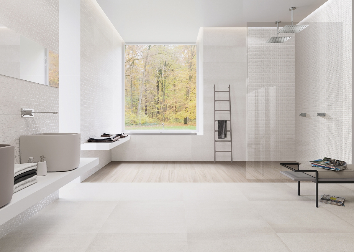 Elevation Decor Weißes minimalistisches Badezimmer