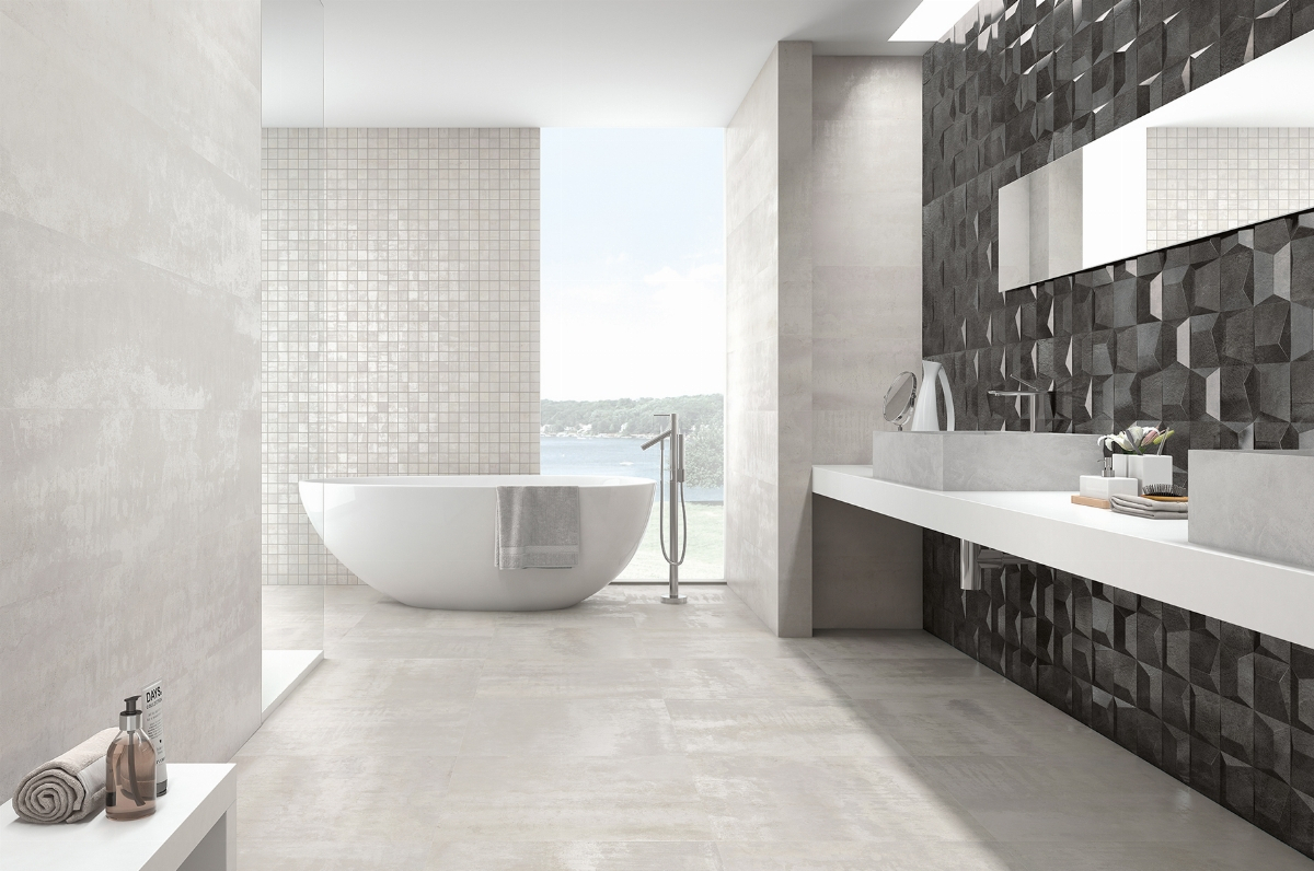 Industrial Badezimmer Ionic Mosaik weiß