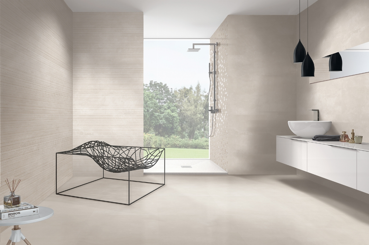 Salle de bains minimaliste Blanc neutral