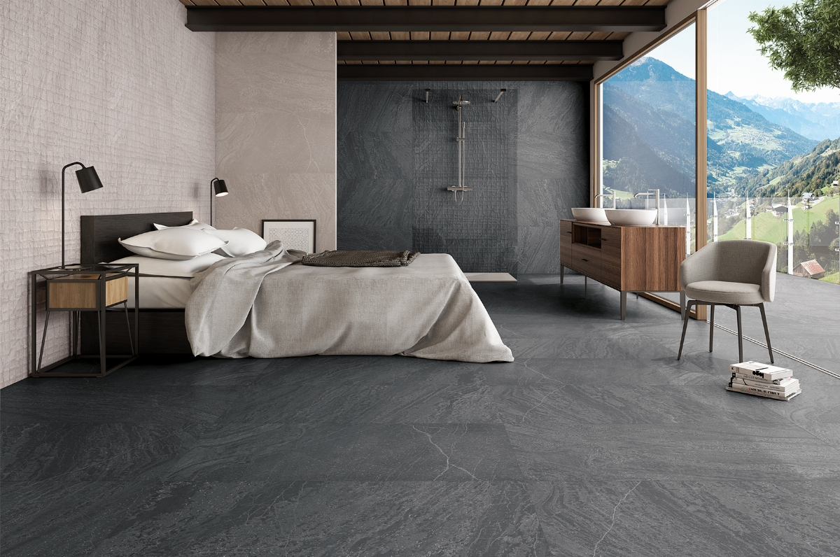 Chambre à coucher industrielle Slatestone Black