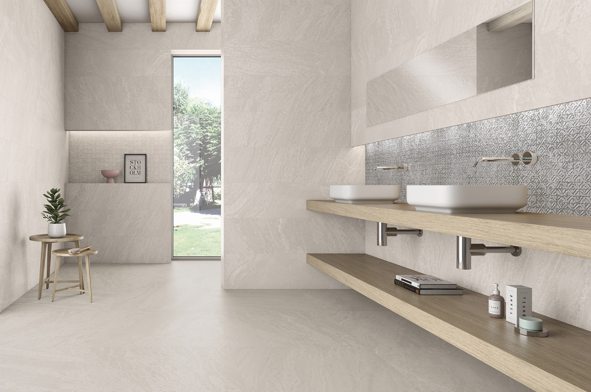 Baño minimalista Slatestone Pearl