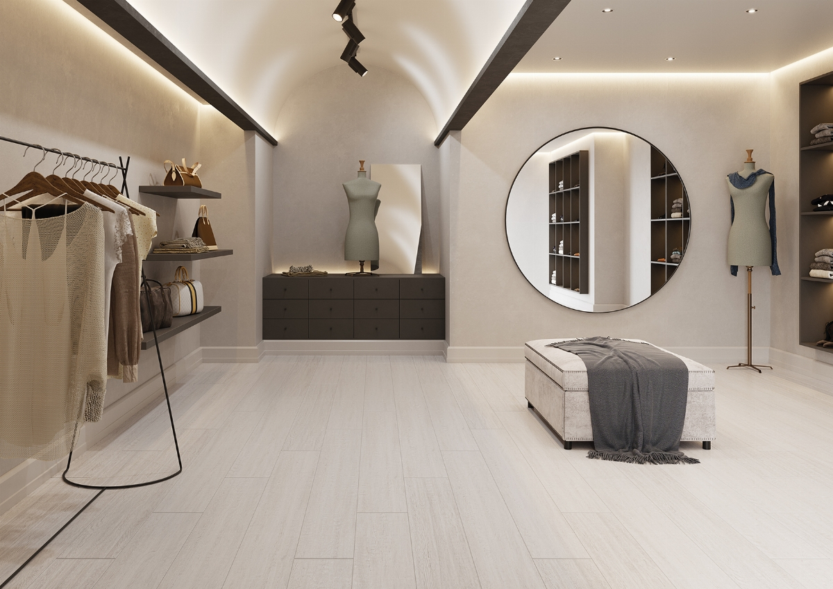 Espacio comercial minimalista Wewood Blanco