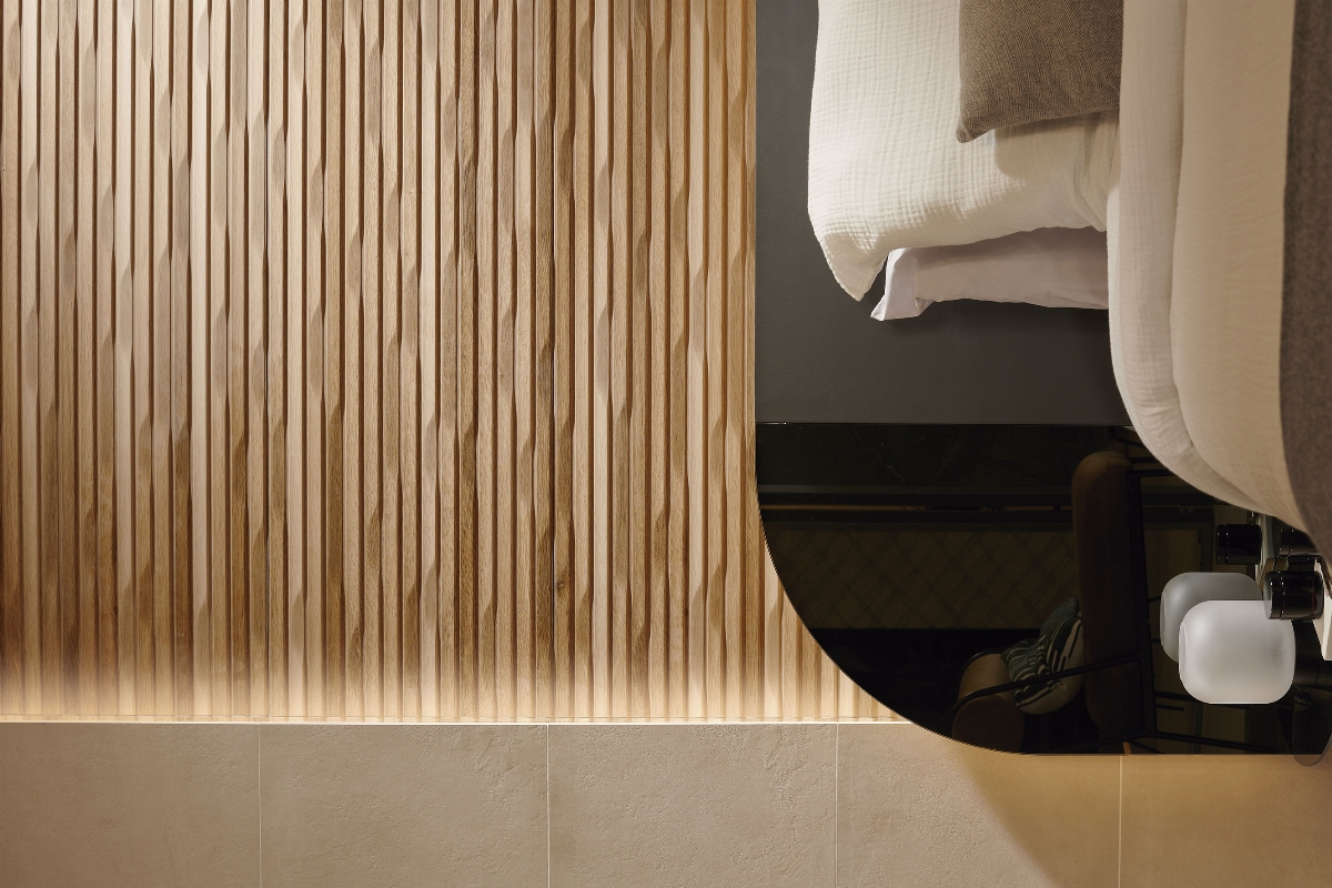 Detail of contemporary bedroom Wewood